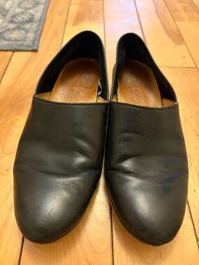Women’s Black Leather Slip-On Flats